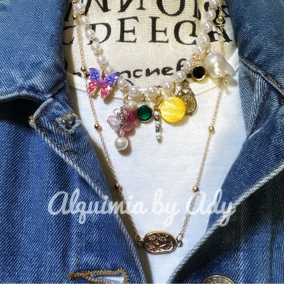 Alquimia Pink and Green Layered Necklace